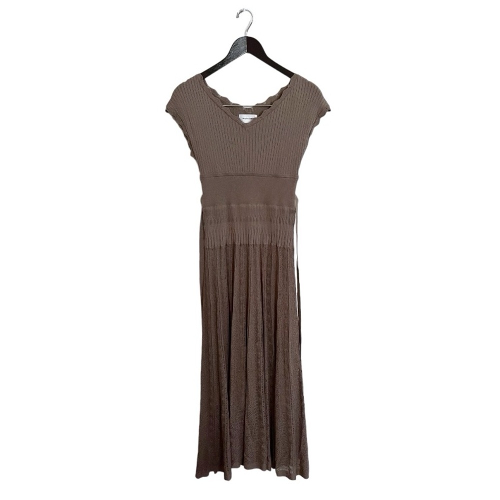 Jill Jill Stuart Brown Ribbed Knit Pleated Midi Dress